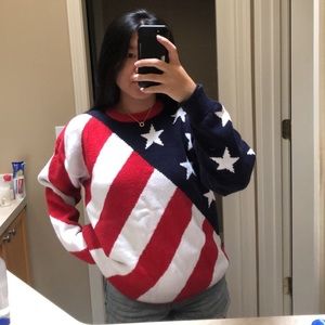 Vintage American Flag Knit Sweater